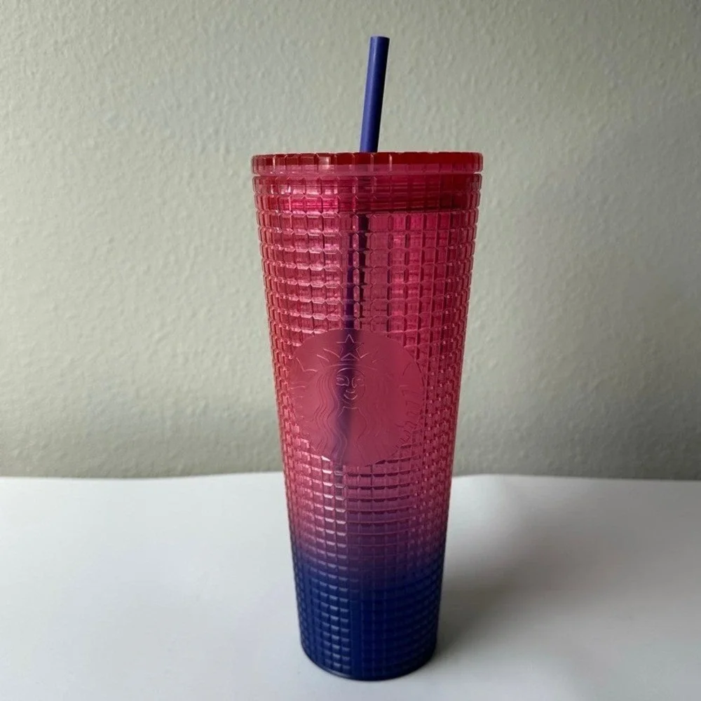 Starbucks Starbucks 24oz Venti Tumbler‎ Pink Blue Gradient Grid Summer 2022